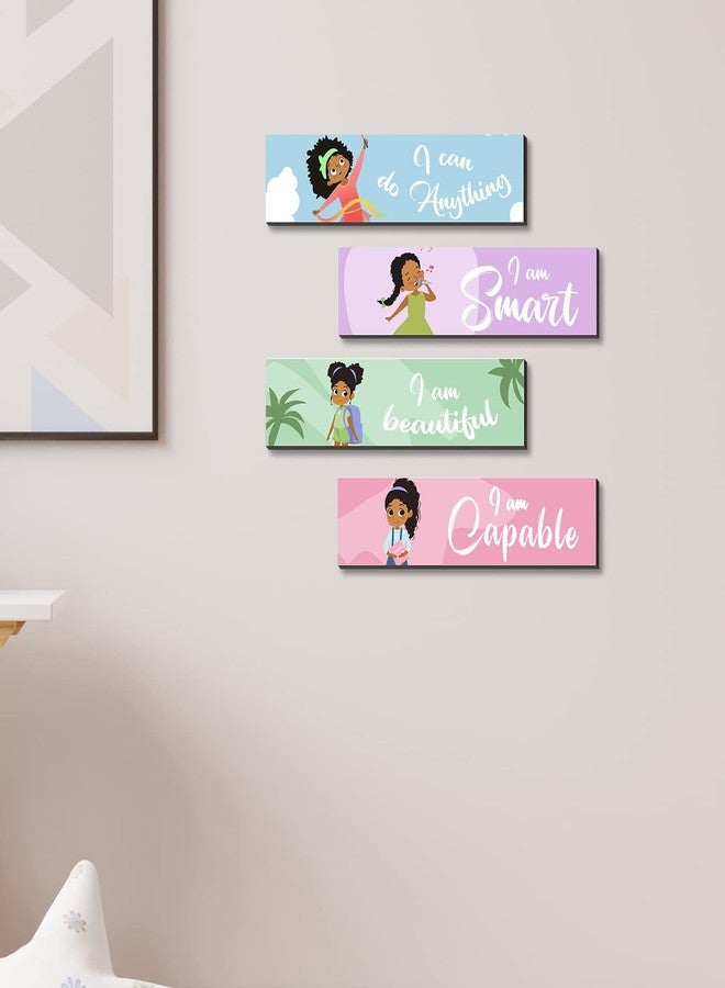 SHLINCO 4 Pieces Motivational Black Girl Wall Decor, Wall Art Inspirational Quotes, Black Girl Theme Room Wall Decor, Perfect for Girl Kids Bedroom Playroom Decoration(QI 58) - Image 3